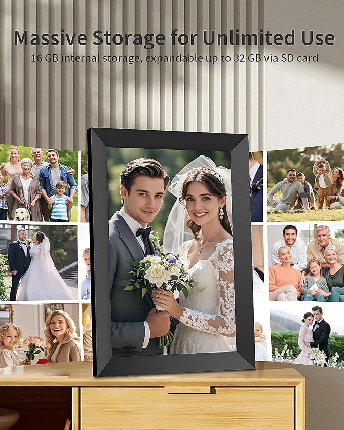 Frameo Digital Picture Frame, 10.1 Inch Smart WiFi Photo Frame with 1280x800 HD IPS Touch Screen, Auto-Rotate, Wall Mountable, Share Photos/Videos Instantly via App from Anywhere
