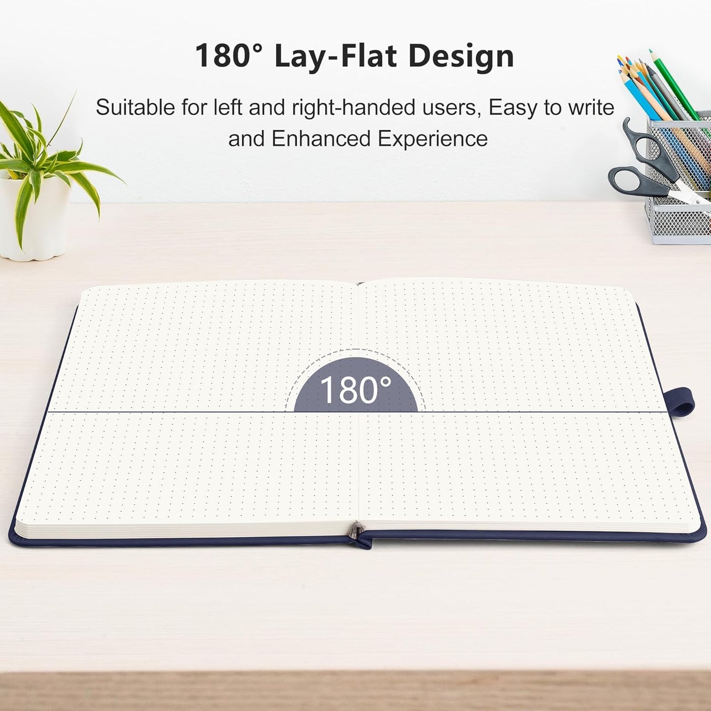 RETTACY Bullet Dotted Journal Notebook, 2-Pack, 160 Numbered Pages per Pack, A5 Medium Size (5.7'' x 8.3''), 120 GSM Thick Paper, Leather Hardcover, for Bullet Journaling (Black & Navy Blue)
