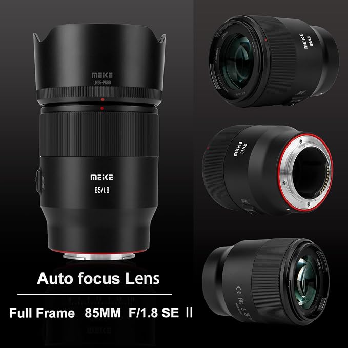 Meike 85mm f1.8 SE II Full Frame STM High Resolution 8K Auto Focus Medium-telephoto Lens Fixed Prime Portrait Lenses for Sony E Mount Mirrorless Cameras A9 A7II A7RII A7 A7R3 A7R4 A7IV A7C A7SIII