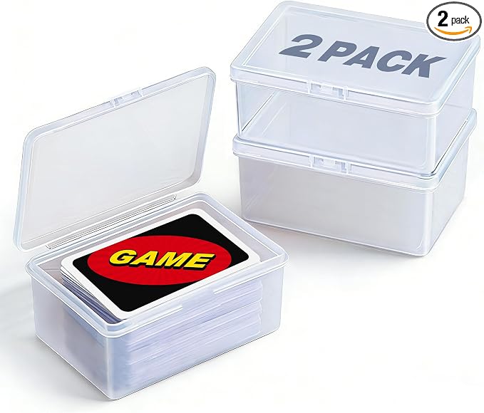2PCS Card Cases for UNO Cards and Playing Cards, High Capacity Clear Storage Boxes for Trading Cards & More (Card Not Included)