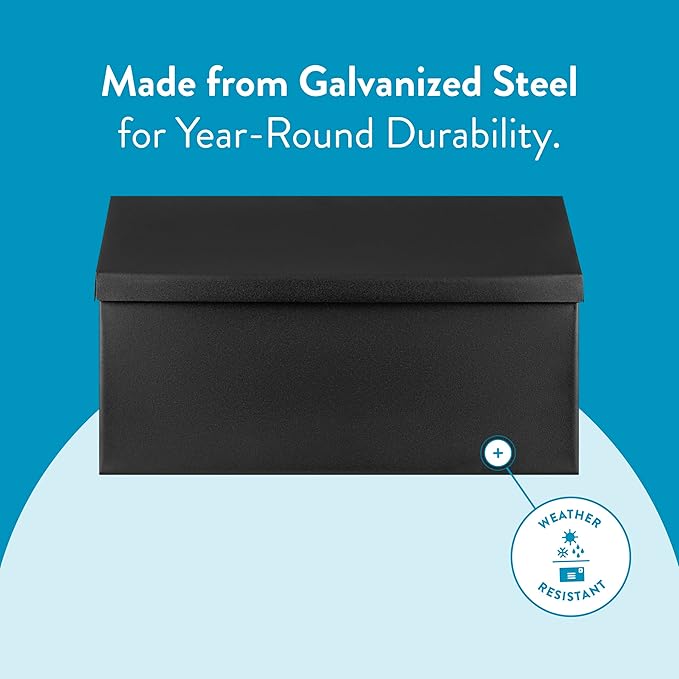Architectural Mailboxes Harmonist Steel Wall Mount Mailbox, Textured Black | Galvanized steel build for outside with weather-resistant outdoor construction and a rust-resistant powder-coat finish.
