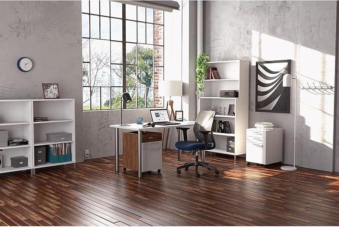Union & Scale 2 Drawer Mobile File Cabinet, Rolling Printer Stand, Vertical Filing Cabinet, Office Drawers, Filing Cart for Home Office, A4/Letter Size, Black and Rustic Brown BFK20WJ01