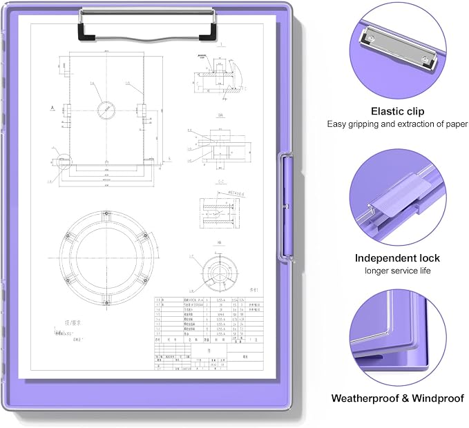 Hongri Clipboard with Storage, Purple 8.5 x 11 Clip Board, Dual Compartmen | Folder Nursing Side Opening, Heavy Duty Organization Box, Smooth Writing for Teachers, Classroom, Size 13.3 x 9.4 x 1.5 in