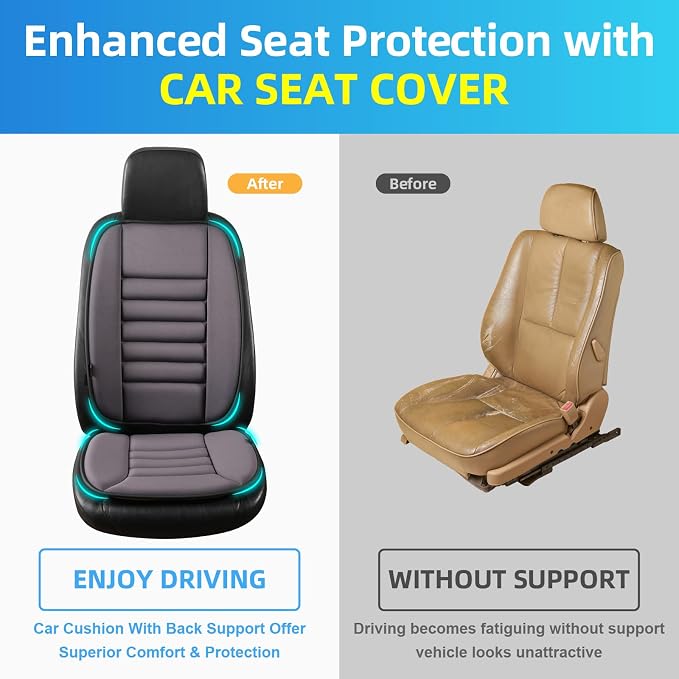 Lofty Aim Car Seat Cushion with Back Support Pillow, Driver Seat Cushion | Comfy Lumbar Support & Seat Cushion, Memory Foam Seat Cushion for Pain Relief, Butt Pillow for Car, Truck, Gray
