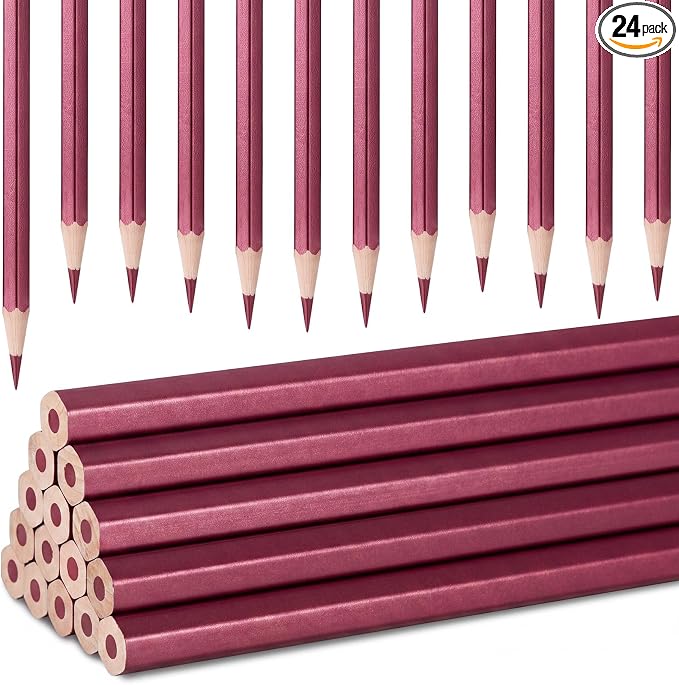 Gersoniel 24 Pack Red Welders Pencil, Metallic Marking Pencil | Fits Welding, Construction, and Carpentry Workers. Writes on Metal, Wood and Stone, Teacher Water Soluble Marking Tools, 6.9"