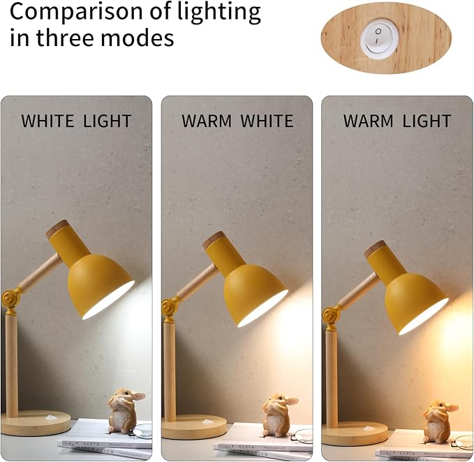 Adjustable Wooden Arm Desk Lamp, Table Lamp for Reading office Bedroom | Metal Shade，Dorm Lamp,Bedside Lamp,Reading Lamp,Lamp for Home Office