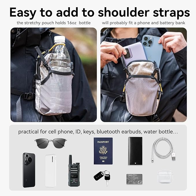 HIKEMAN Backpack Shoulder Strap Pouch - Smartphone Strap Pack,Waterproof Backpack Strap Pocket Attachment Bag for Hikers,Small Crossbody Bag Waist Pack for Sports Hiking Camping(Purple)
