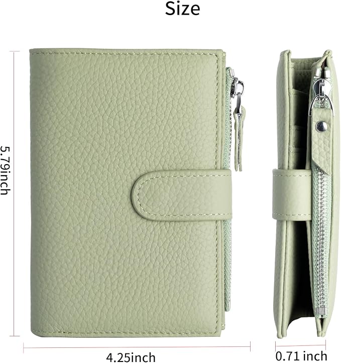Passport wallet and Card Slot Combo RFID Blocking Leather Travel Passport Wallet for Men and Women with Zippered Coins Pocket Passport holder, Light Green