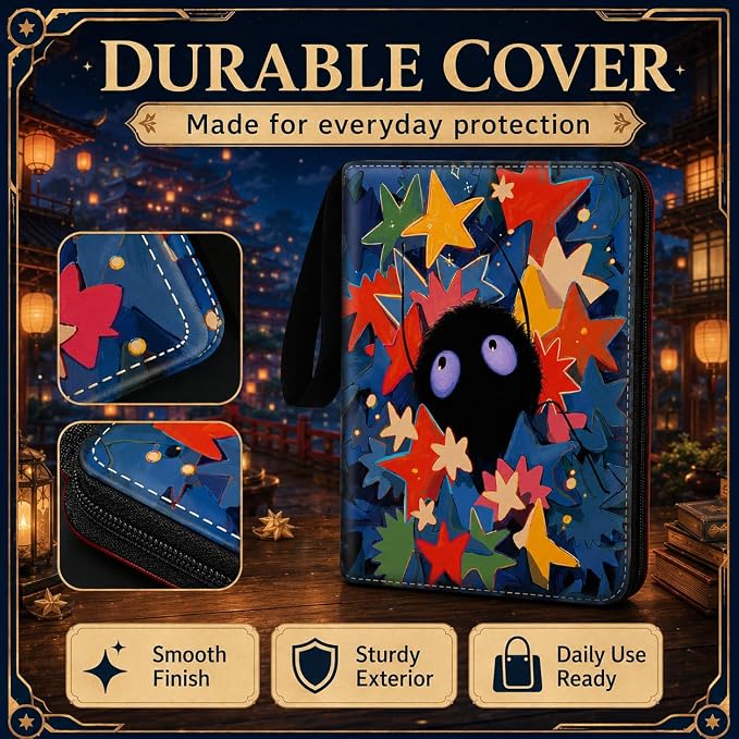 1008 Cute Card Binder 9 Pocket, 3-Ring Trading Card Binder with 56 Page Removable Sleeves, High Storage Waterproof Trading Card Holder Collection Card Album Organizer Case for TCG Cards - Star