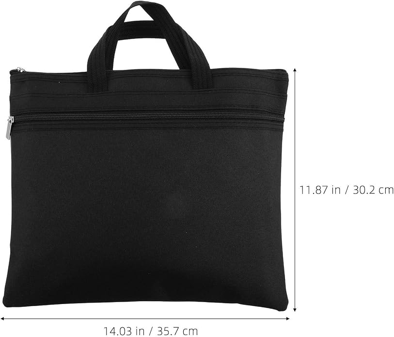 Oxford Cloth Document Briefcase with Dual Layer Design, Large Capacity Waterproof File Organizer Bag with Zipper and Handle for Business Occasions