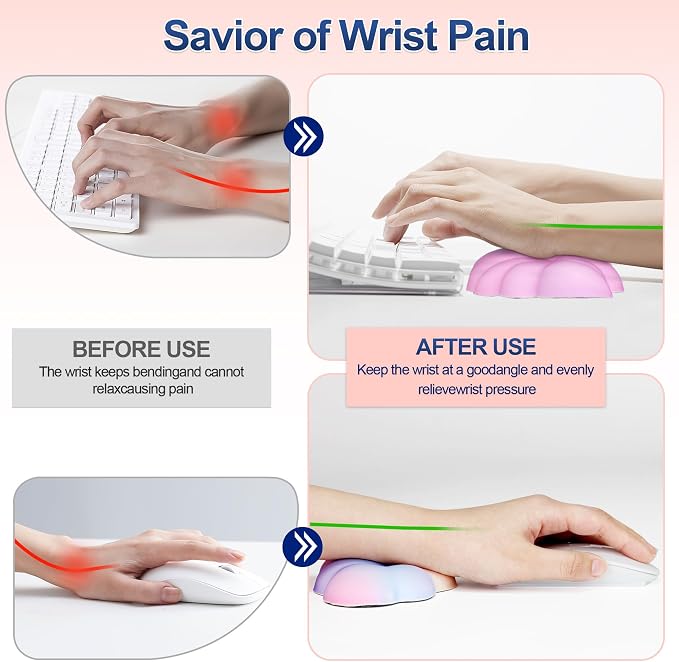 Silky Cloud Wrist Rest Set for Keyboard & Mouse, 16.9", Colorful | Memory Foam Arm Rest with Ergonomic Support Fits Full Keyboards and Reduces Typing Fatigue for Office, Gaming and Home Use