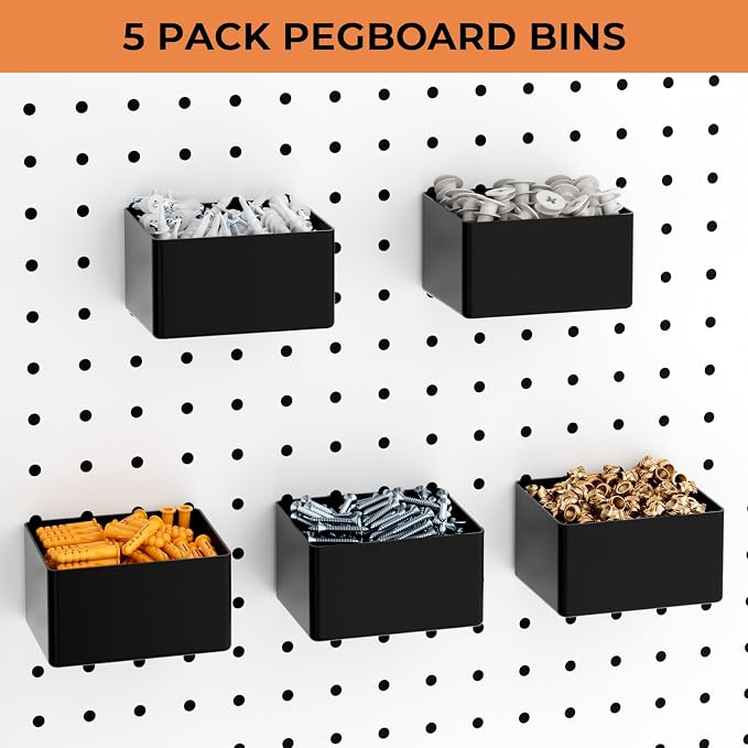 INCLY 120PCS Pegboard Accessories Organizer Kit with Peg Borad Hooks & Bins | Peg Board Hooks Assortment, For Organizing Various Tools, Fit 1/8 or 1/4 inch Pegboard, For Garage Hanging & Storage Tools