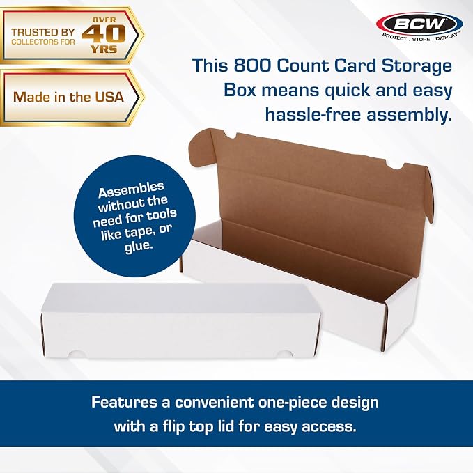 BCW 800ct Trading Card Storage Boxes - 10 Pack | Organizer for Sports Cards, MTG, Pokemon, and Card Games | Assemby Required