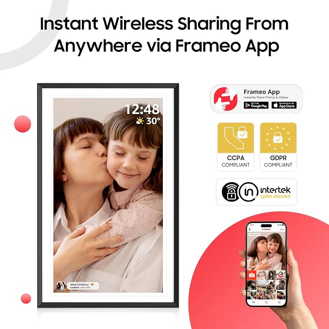 ApoloSign Digital Picture Frame 15.6 inch, WiFi Digital Photo Frame with 32GB Storage, 1920x1080 FHD IPS Touch Screen, Auto-Rotate, Easy Setup to Share Photos or Videos Instantly via Frameo App