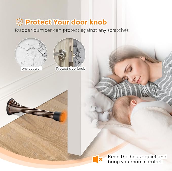 Ravinte Door Stoppers, 48 Pack Spring Door Stops with Rubber Bumper, Oil Rubbed Bronze Door Stoppers for Bottom of Door