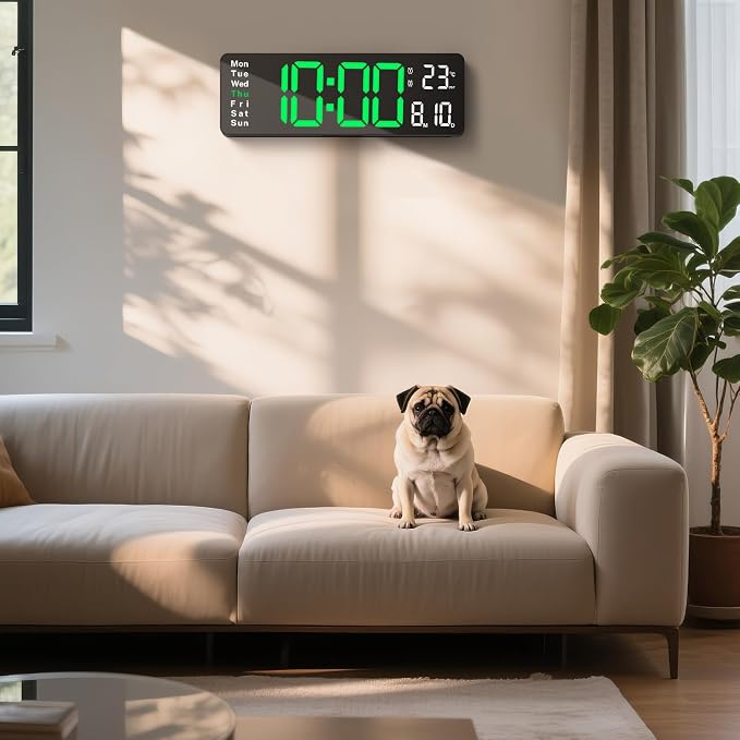 Digital Clock Large Display, 16" Large Digital Wall Clock for Classroom, Led Big Wall Electric Clocks with Remote Control,Date,Week,Alarm,Temp,Night Light for Bedroom,Living Room,Gym,Office