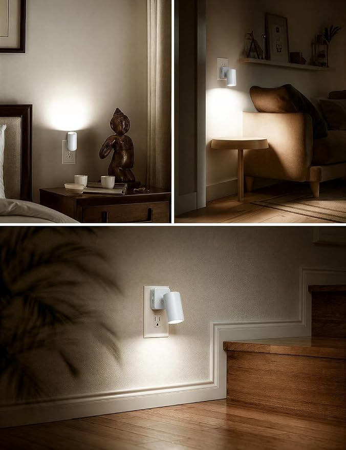 L LOHAS LED Night Lights Plug into Wall,[2-Pack] Wall Spot Lights Indoor with Light Sensor,5000K Daylight White Night Lights,for Home Decor Party Bathroom,Hallway