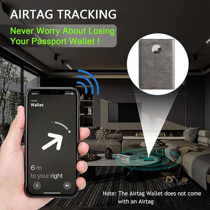 Airtag Passport Holder, Travel Essentials, Passport Cover, RFID Wallet | Passport Wallet, Travel Accessories, RFID Blocking, Synthetic Leather Card Case, International Must Haves, For Women Men