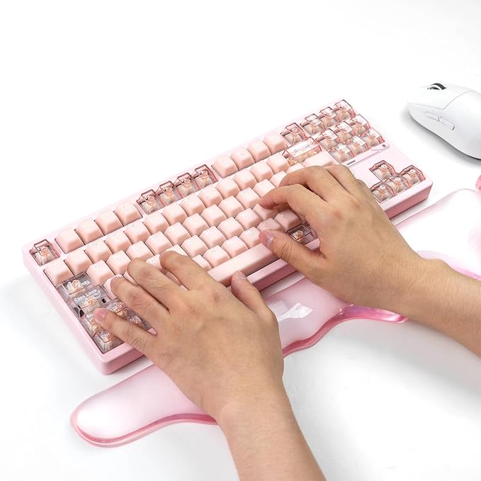 Ergonomic Gel Wrist Rest for Keyboard and Mouse, Pink Wrist Rest Set, Cute Wrist Rest for Computer Keyboard 60%/68%/75%,Comfort & Support for Typing and Gaming