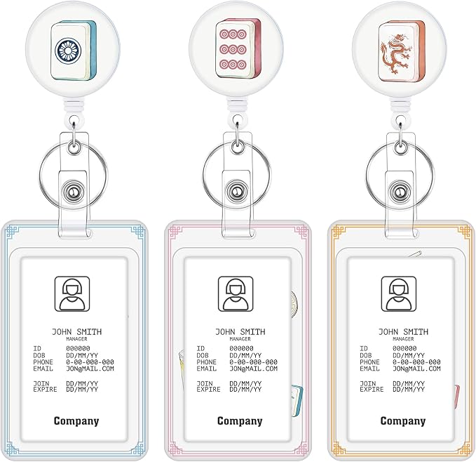3 Set Badge Holder Retractable Reel ID Badge Holders with Clip Cute Name Badge Holders for Teacher Nurse Doctor Student Office Workers