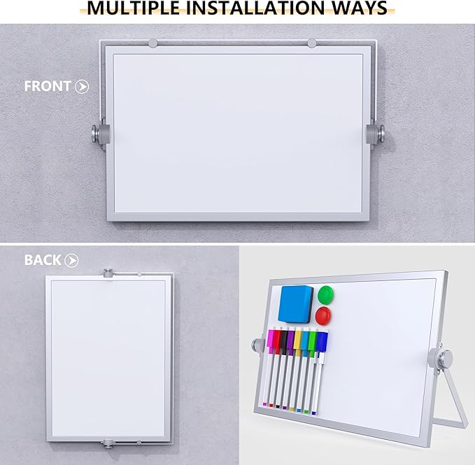 Small Dry Erase White Board,Magnetic Desktop Whiteboard with Stand | Dry Eease Board Mini Easel Double Sided on Table Top with Holder for Kids Drawing, Teacher Instruction