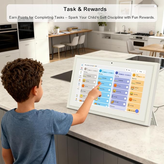 Digital Calendar 10.1 Inch Wall Plan Touch Screen WiFi picture esay to use | Smart Electronic Planner Calendar Sync, Chore Tracker,Meal plan Family Digital photo Frame Auto-Rotate Gift for Mom Women