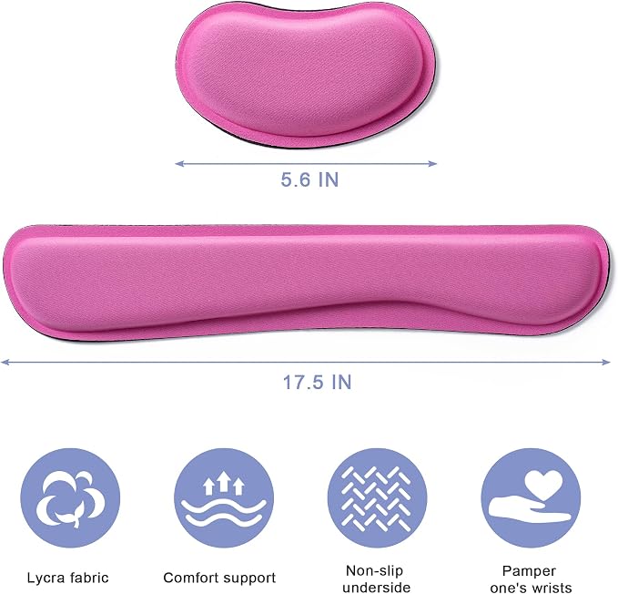 Hoewina Keyboard Wrist Rest,Ergonomic Wrist Support for Keyboard,Rose Red | Computer Wrist Rest,Superfine Fabric and Gel Memory Foam Wrist Pad,Easy Typing&Pain Relief,Suitable for Office,Family