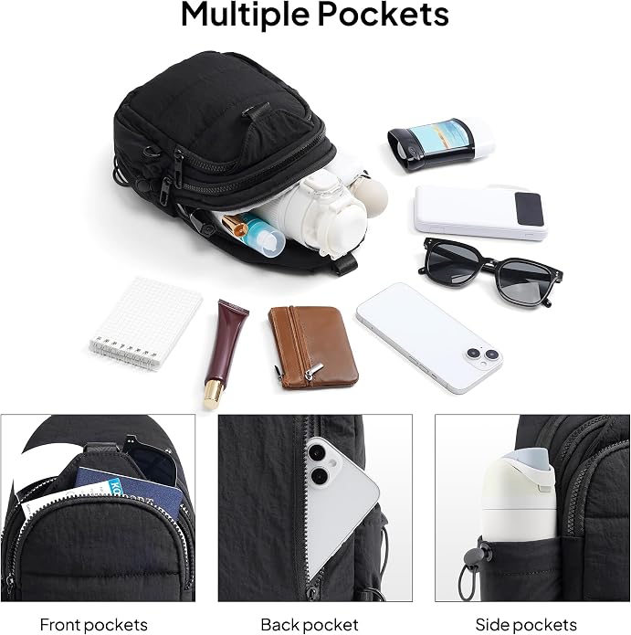 TOPEAST Sling Bag for Women, Anti-Theft Crossbody Bag with RFID Blocking & Small Water Bottle Holder for Travel