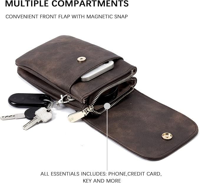 BOSTANTEN Small Crossbody Bag for Women Designer Cell Phone Purse | Vegan Leather, Multiple Pockets, Card Slots, Compact Size for Phone, Cards and Keys, Daily Travel Shopping Use