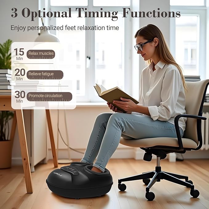 Shiatsu Foot Massager with Heat and Compression, FSA Eligible HSA, Heated Foot Massager for Plantar Fasciitis Neuropathy, Electric Massager for Foot Pain Relief and Circulation, Gifts for Women Men