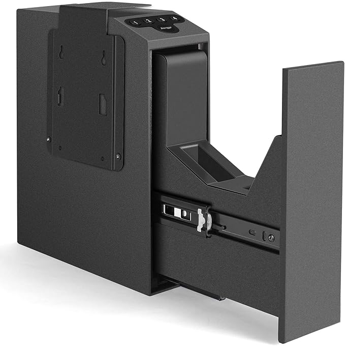 Digital Slider Handgun Gun Safe, Pistol Safe for Nightstand, Desk, Bed Side, Wall, Truck - Auto Sliding Door Hand Gun Safe for Pistol