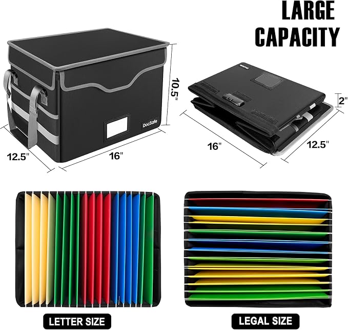 DocSafe File Organizer Bag Fireproof Document Box Set with Lock