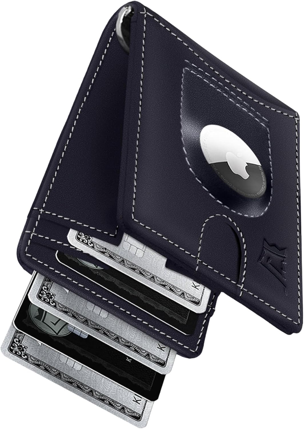 Kings Loot Trackable Airtag Wallet for Men | RFID Blocking Leather Design with Airtag Holder, Money Clip & Pull Tab | Minimalist Air Tag Wallets
