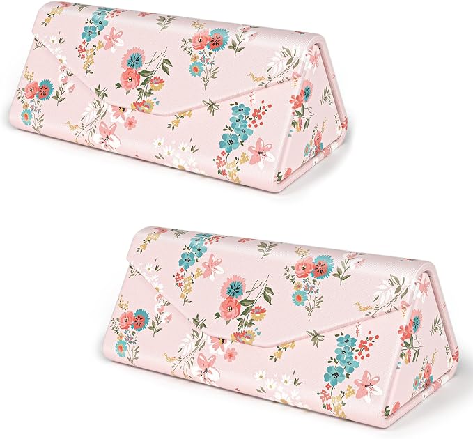 Sunglasses Case, Foldable Glasses Case, Magnetic PU Leather Hard Shell Folding Eyeglass Holder Box, Collapsible Unisex