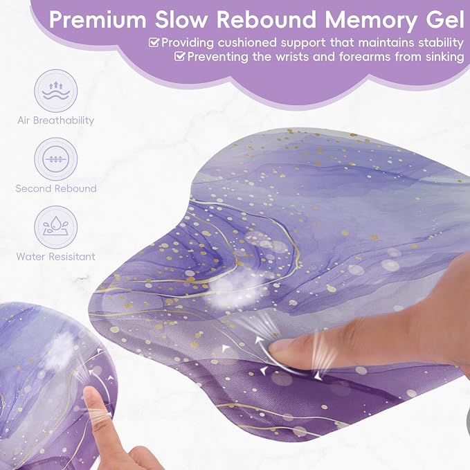 Upgrade Ergonomic Mouse Pad,Non Slip Mousepad Wrist Rest Support for Office, Computer, Laptop & Mac(B-Light Purple)