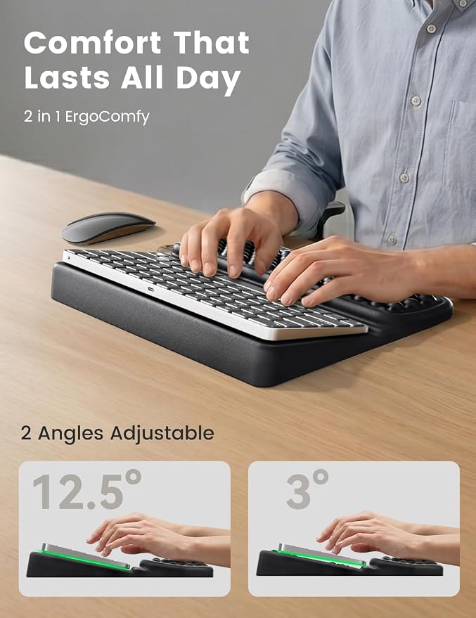 Vaydeer Medium Keyboard Wrist Rest for Computer, Soft Memory Foam Keyboard Stand with Wrist Support for 60% 65% Keyboard, Non-Slip Laptop Wrist Rest for Gaming Office