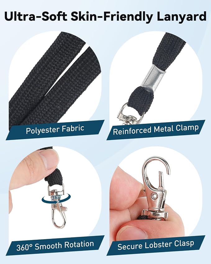 Uniclife 3 Pack Passport Holders with Lanyards for Travel Events | clear PVC passport holders with lanyards are waterproof and extra large for travel, cruises, events and IDs.