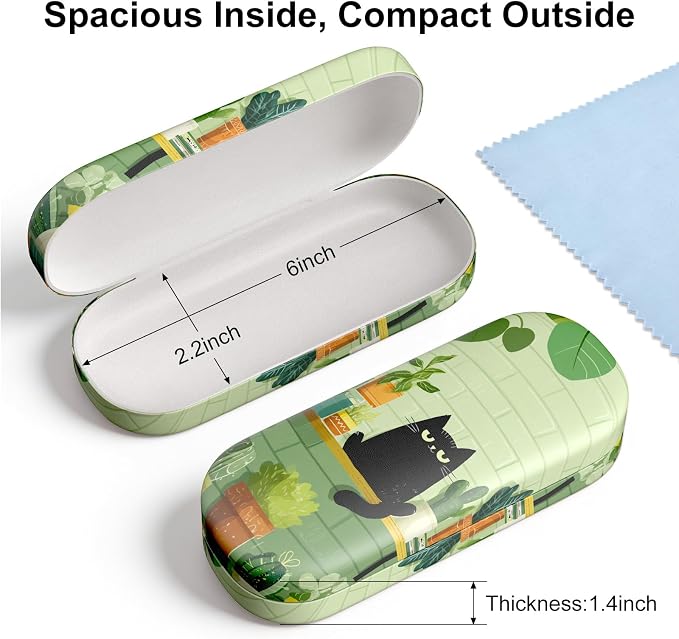 Hard Shell Leather Sunglasses Case,Classic Fashionable Cute Large Glasses Case for Women Men,Sunglass Eyeglasses