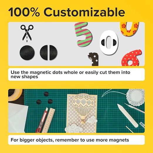Sticky Flexible Adhesive Magnets for Crafts, 0.8"x0.08" (20x2mm), 120 pcs | Flexible Sticky Magnetic Dots for Office & School Supplies, Whiteboard, Crafts, Fridge, School Projects & Classroom Decor