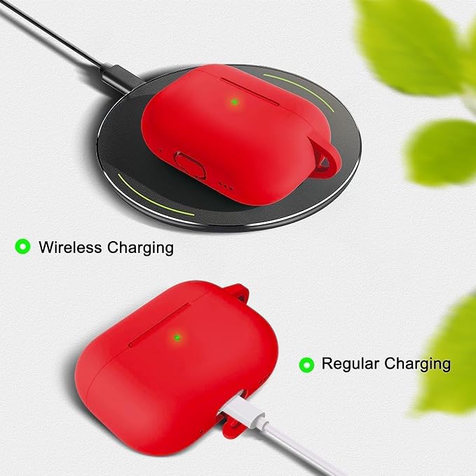 Full-Coverage dustproof Design for AirPods Pro 3 Case Cover with Cleaner Kit, Soft Silicone Cover for AirPods Pro 3rd Generation Comes with Keychain,Suitable for 3rd Generation Case,Red