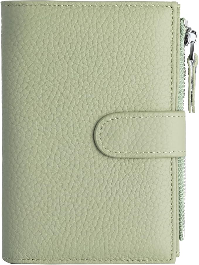 Passport wallet and Card Slot Combo RFID Blocking Leather Travel Passport Wallet for Men and Women with Zippered Coins Pocket Passport holder, Light Green
