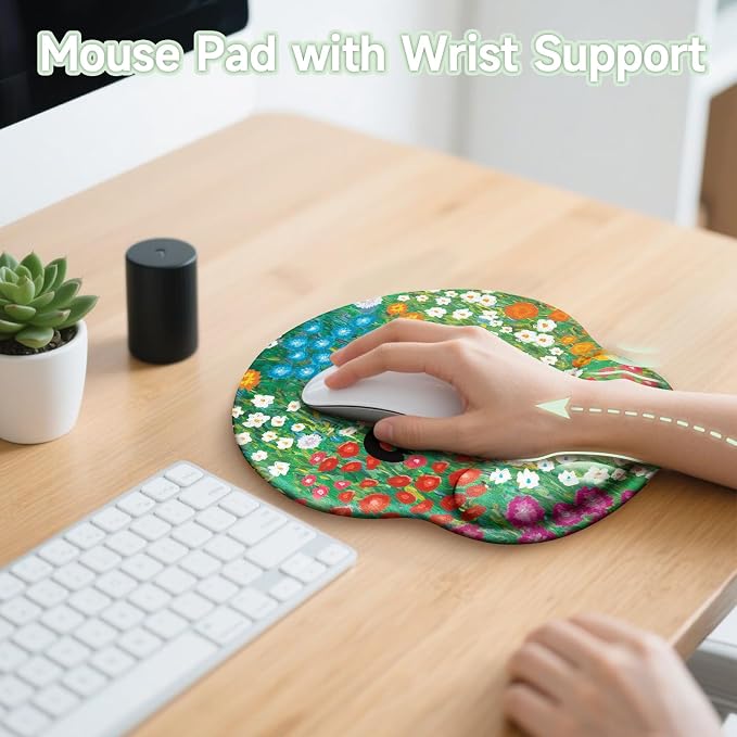 LIMKRIAN Black Cat Ergonomic Mouse Pad with Gel Wrist Rest, 9.8 x 8.6 in | Non-Slip PU Base, Smooth Surface, Cooling Gel Eases Wrist Pain, Comfort Wrist Support, Cute Office Desk Accessories Decor