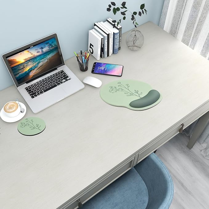 Ergonomic Mouse Pad with Wrist Rest Support,Gel Mouse Pads for Desk | Big Mousepad With Coaster Non-slip & Pain Relief for Computer, Home&Office Desk Decor