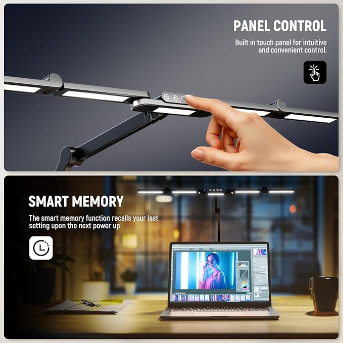 NEEWER Basics 32.5" Clip On Desktop LED Light for Home Office, 23W LED Dimmable Architect Lamp with Table Desk Clamp, 5 Light Bars, Computer Drafting Video Conference Atmosphere Lighting, DL01