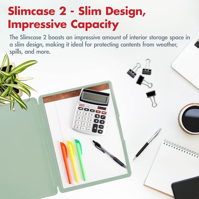 Dexas Slimcase 2 Plastic Clipboard with Storage and Side Opening, Foam Green Rose Gold, Office Supplies Clipboards to Organize, Carry and Store, A4 Holder, Nursing Clipboards (Pack of 6)