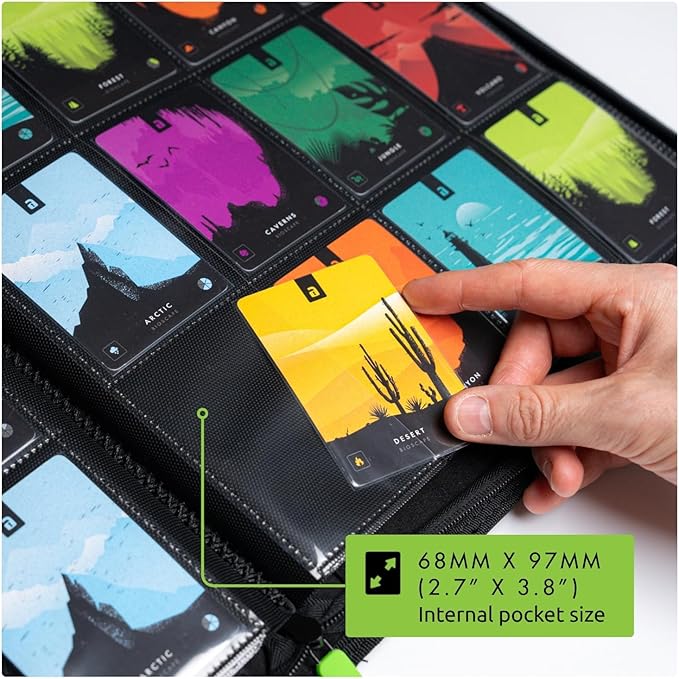 Vault X 12 Pocket Zip Binder, 480 Cards, Exo-Tec Material, 20 Side-Loading Pages (Yellow)