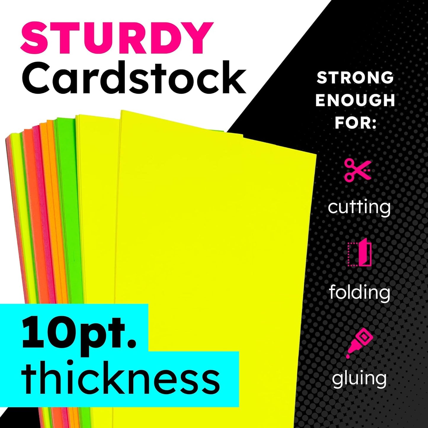 Hygloss Medium Poster Board 11x14 - 25 Assorted Neon Color Poster Boards Bulk Pack - 10 Pt. Thickness Colored Poster Board Paper for Projects, Signs, Displays - Posterboard Multipack 11" x 14"