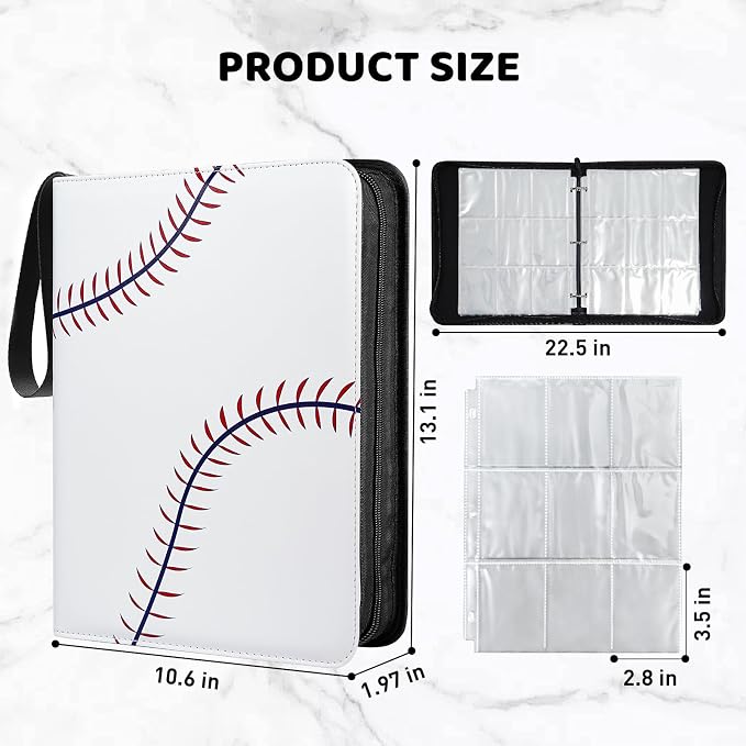 TLAZZ 990 Pockets Baseball Card Binder, Trading Card Collection Binder with 55 Removable Sleeves, Double Sided Pocket Sports Card Binder for MTG TCG Game Card
