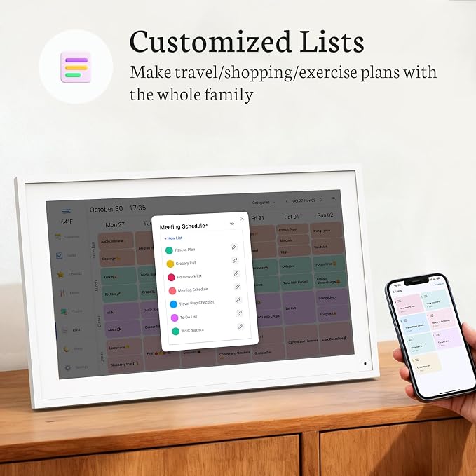 BSIMB 15.6 inch Digital Calendar Base, Touch Screen Smart Calendar Interactive Display, Chore Chart, to-Do List, Electronic Planner with Desktop Rack, Great for Organizing Your 2026 Schedule