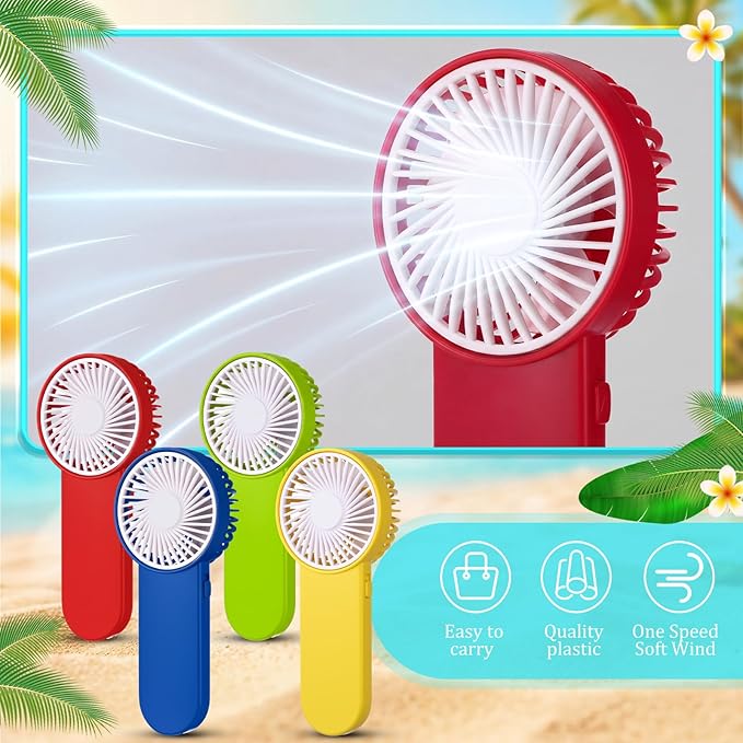 Sumind 36 Pcs Small Personal Portable Fan Mini Handheld Bulk 1 Speed Electric Cute Battery Powered for Neck Lash Makeup Women Men Travel Camping Indoor Outdoor Summer (Red,Green,Yellow,Blue)